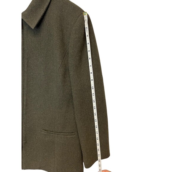 Land’s End Women’s Short Zip Collared Jacket Olive Green Wool Blend Size 12 - Picture 12 of 15